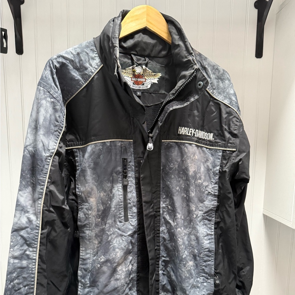 Harley-Davidson waterproof Hooded Black and Gray Jacket 46 chest